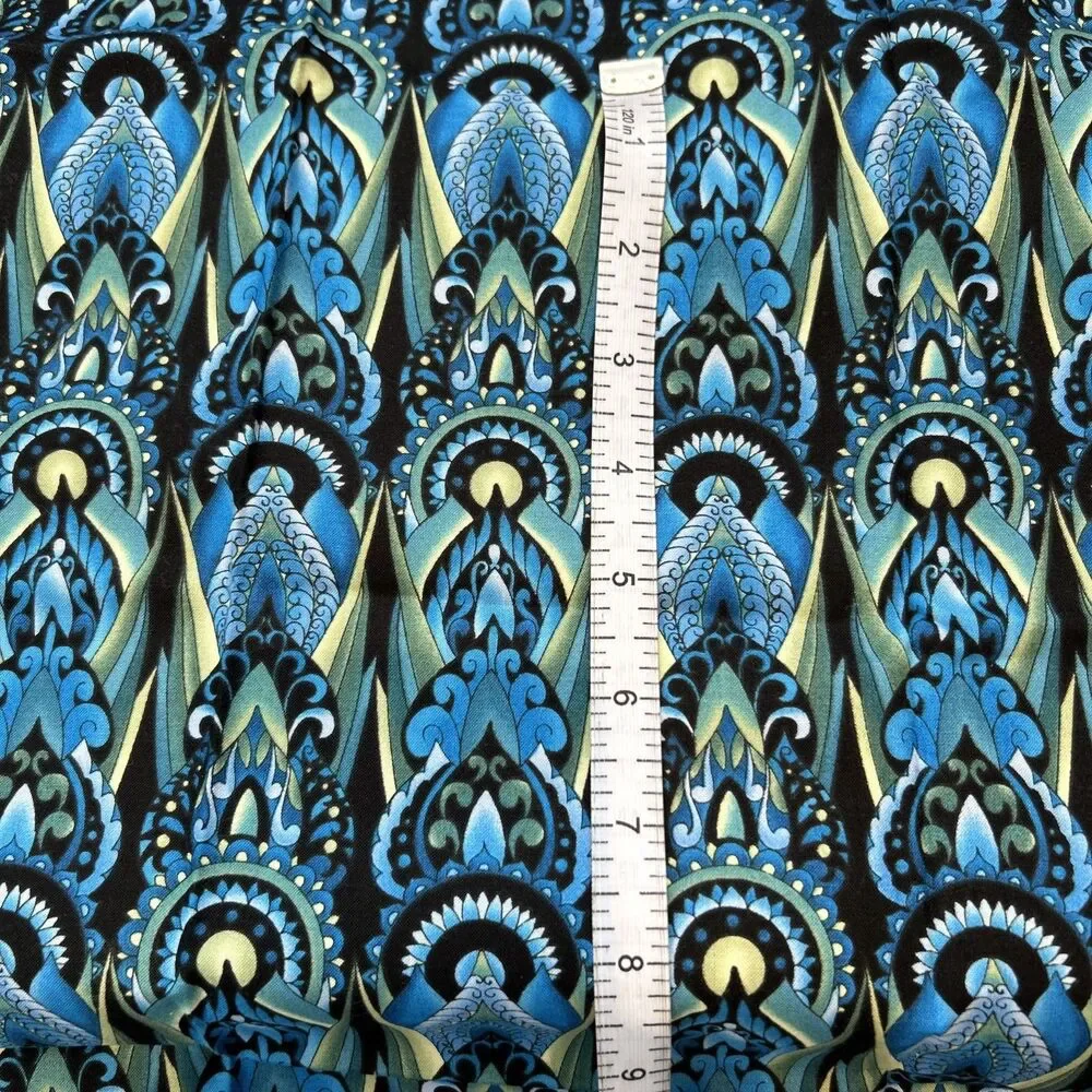 In The Beginning Deco Jason Yenter Cotton Quilting Fabric 1/2 Yard Blue Green